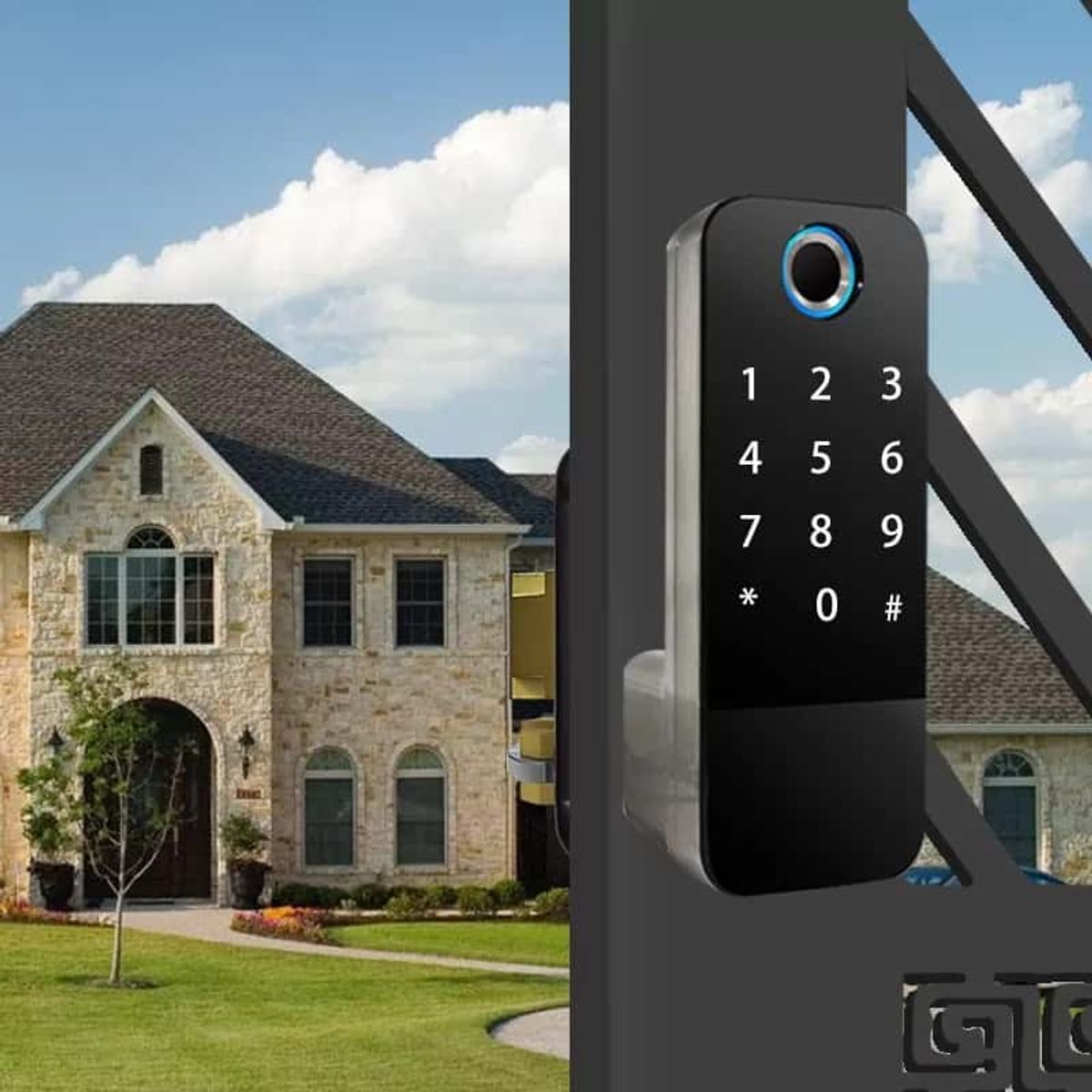 LYON COMERCIAL - Cerradura Digital Huella Bluetooth Exterior Doble Lector - Apertura hacia la Derecha