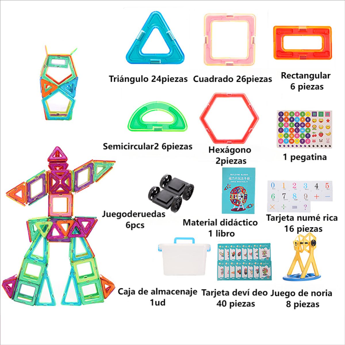 GENERICO - 84 Piezas Juego Bloques Magnéticos 3D Creativos Para Niños