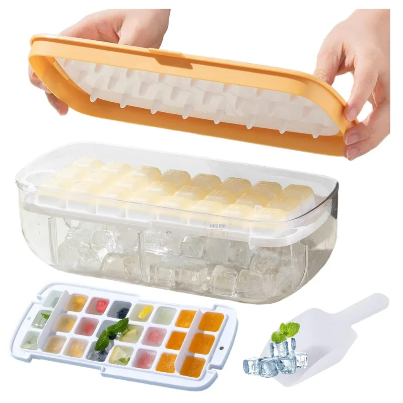 GENERICO - Cubetera Hielo Silicona 2 En 1 Contenedor Y Tapa Multiusos