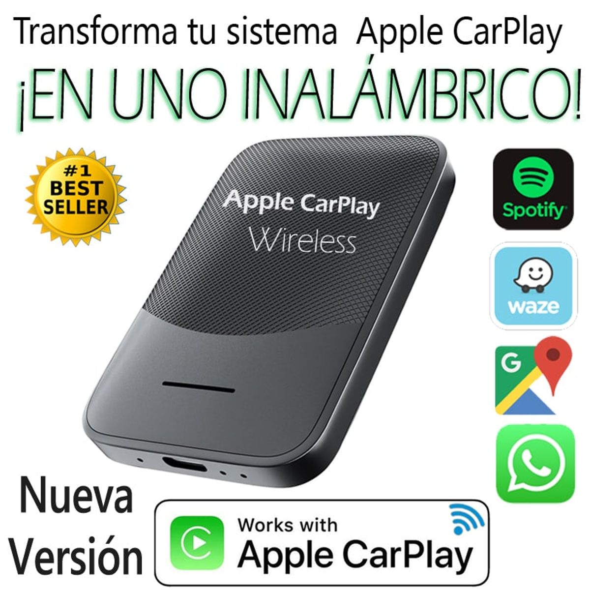WIRELESS - Carplay Inalambrico Adaptador Usb Sin Intervenir Car Play