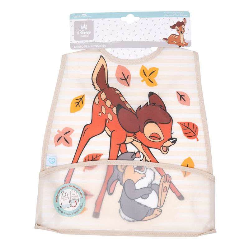 BAMBINO - Babero De Alimentacion Beige Bambi Unisex Con Lineas