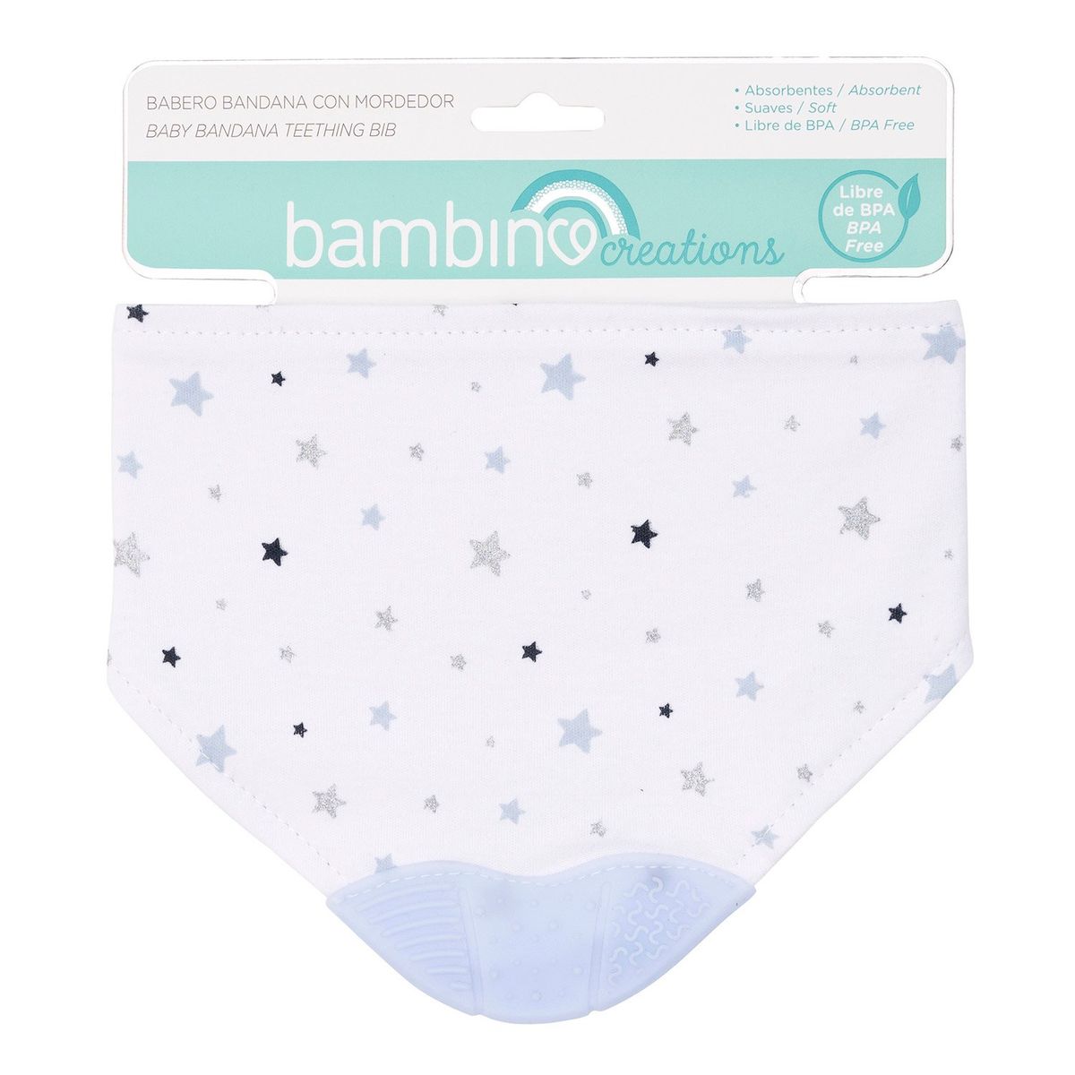 BAMBINO - Babero Mordedor Bambino Blanco Space Niño