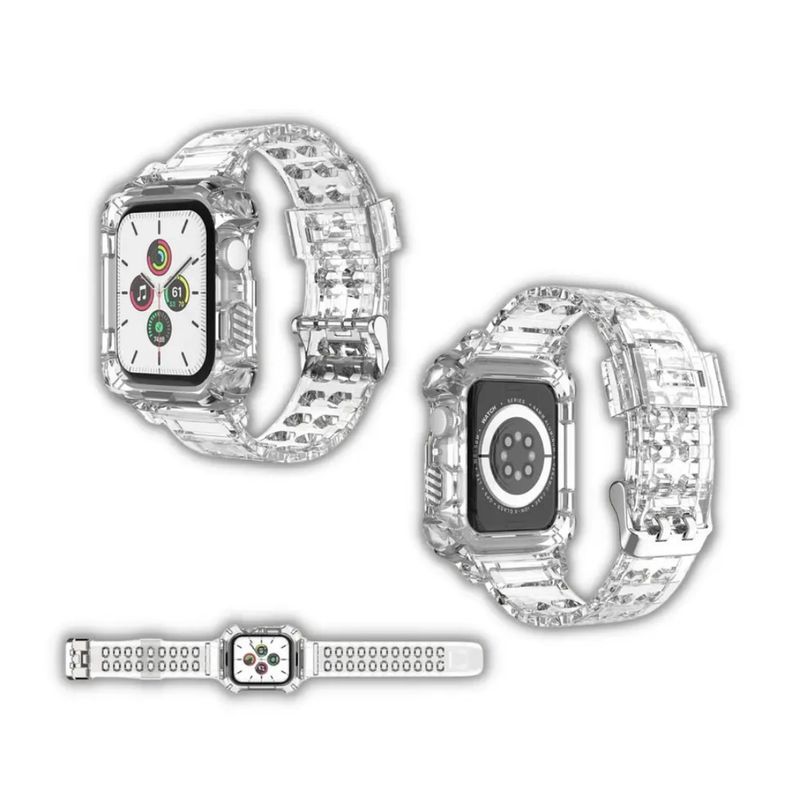 GENERICO - Correa Protectora Silicona Para Apple Watch 38-40-41 MM - Clear