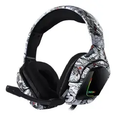 GENERICO - Auriculares gamer Onikuma K20 camuflaje blanco LED blanco