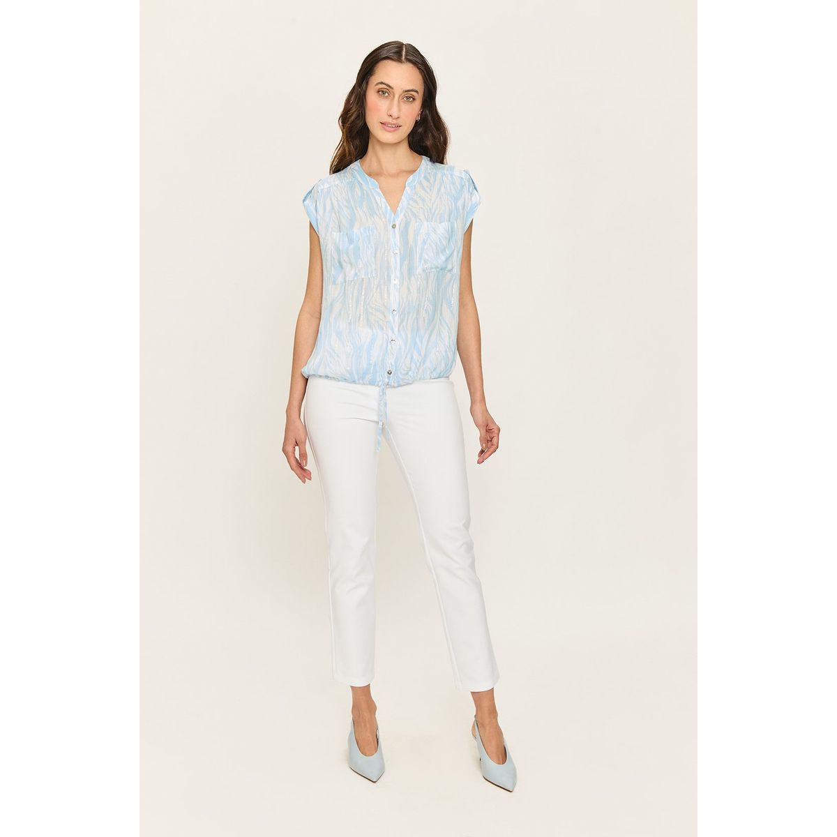 ASH - Blusa Manga Corta Crudo Mujer Ash