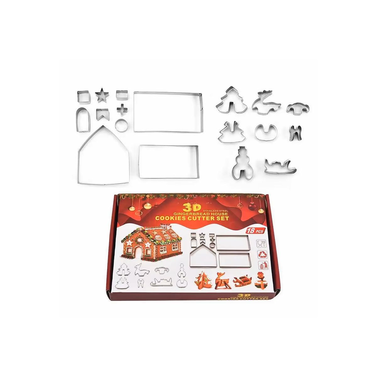 GENERICO - 10 Moldes Para Galletas, Diseño De Casa De Navidad