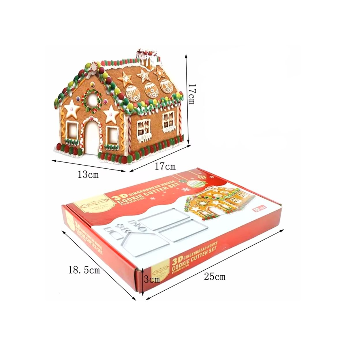 GENERICO - 10 Moldes Para Galletas, Diseño De Casa De Navidad