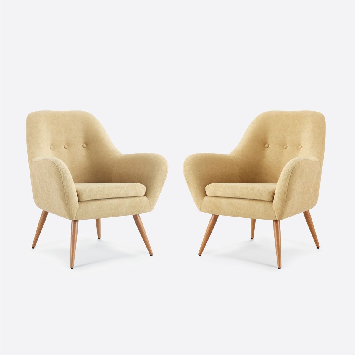 ROSEN - Kit 2 Poltronas Rosen Bartolo Pata Metálica Tela Custard