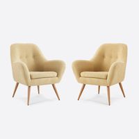 Kit 2 Poltronas Bartolo Pata Metálica Tela Custard