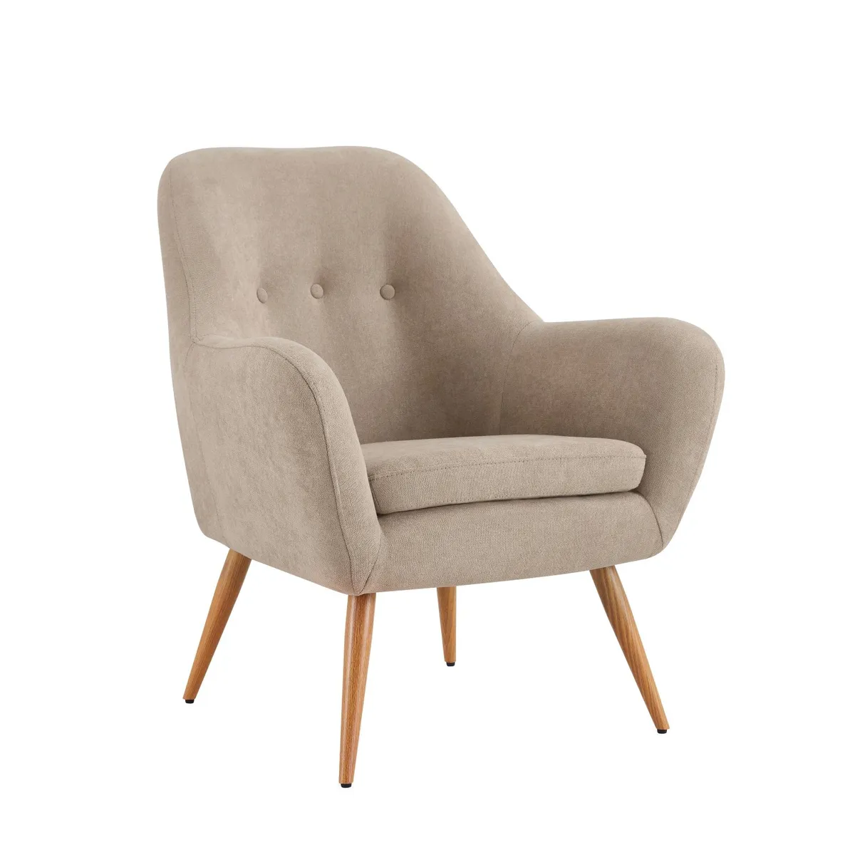 ROSEN - Poltrona Rosen Bartolo Pata Metálica Tela Taupe Claro