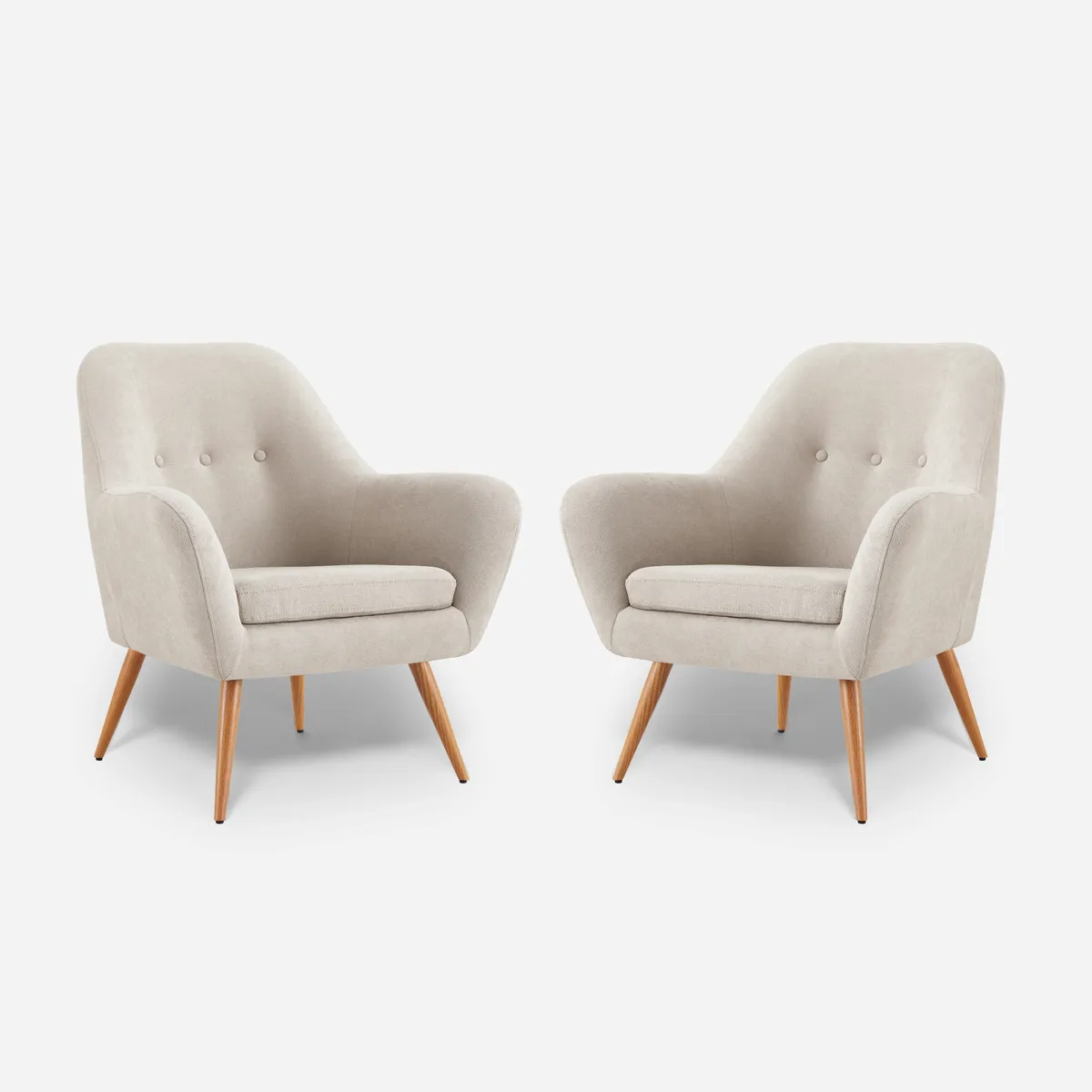 ROSEN - Kit 2 Poltronas Rosen Bartolo Pata Metálica Tela Marfil