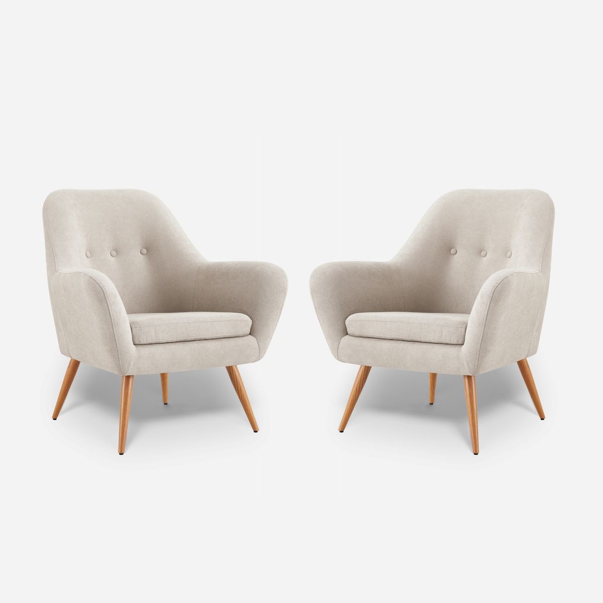 ROSEN - Kit 2 Poltronas Rosen Bartolo Pata Metálica Tela Marfil