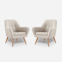 Kit 2 Poltronas Bartolo Pata Metálica Tela Marfil