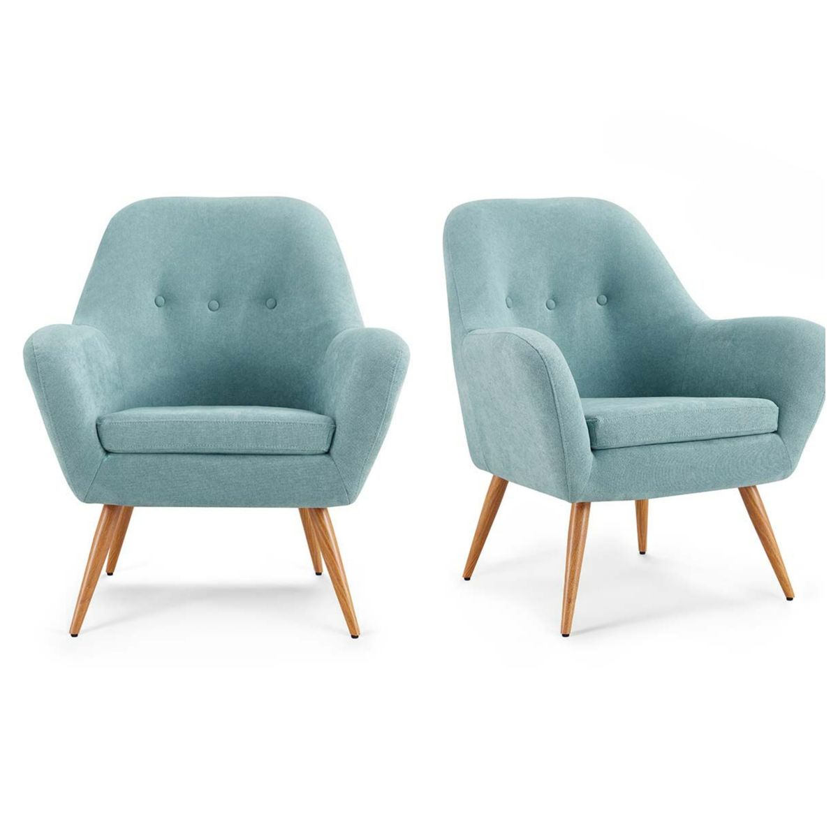 ROSEN - Kit 2 Poltronas Rosen Bartolo Pata Metálica Tela Denim