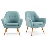 Kit 2 Poltronas Bartolo Pata Metálica Tela Denim