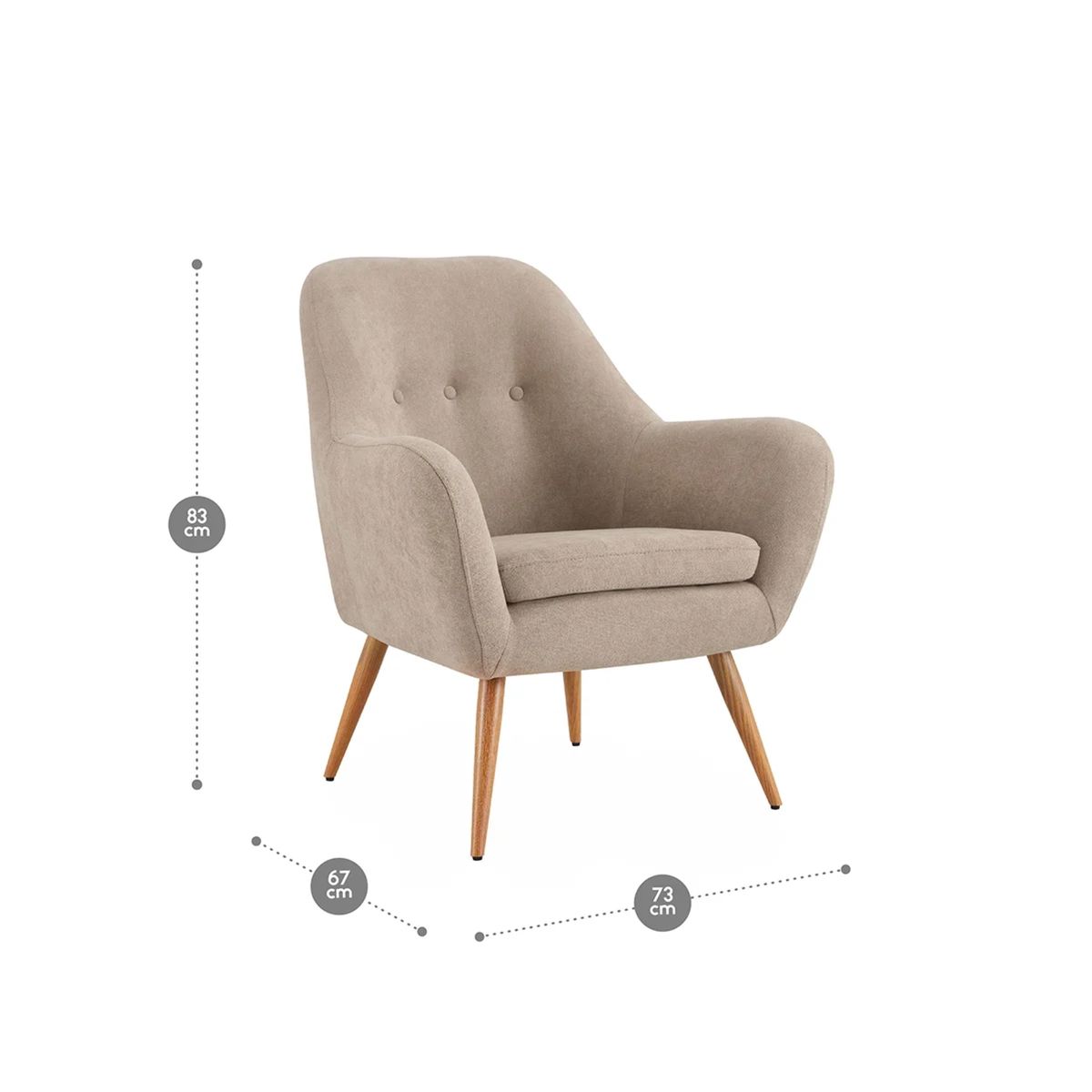 ROSEN - Kit 2 Poltronas Rosen Bartolo Pata Metálica Tela Taupe Claro