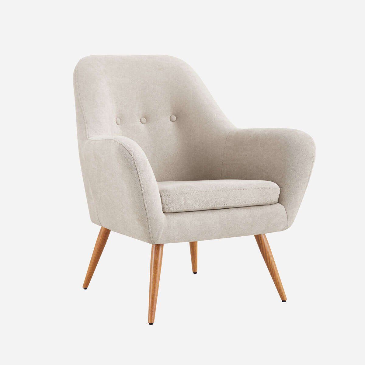 ROSEN - Poltrona Rosen Bartolo Pata Metálica Tela Marfil