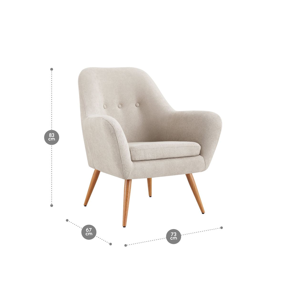 ROSEN - Poltrona Rosen Bartolo Pata Metálica Tela Marfil