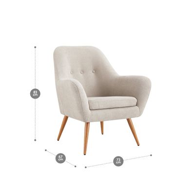 Imagen 2 del producto Poltrona Bartolo Pata Metálica Tela Marfil