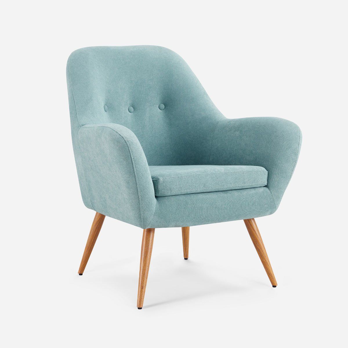 ROSEN - Poltrona Rosen Bartolo Pata Metálica Tela Denim Claro