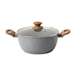 GENERICO - Cacerola 24 cm olla antiadherente de cerámica con tapa Linea Marmolada
