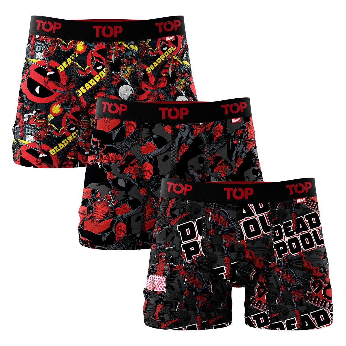 TOP - Bóxer Medio Marvel Algodón Pack 3 Deadpool C15 Top