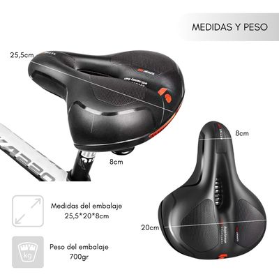 Imagen 2 del producto Sillin Bicicleta Antiprostático Cómodo Amplio Reflectante