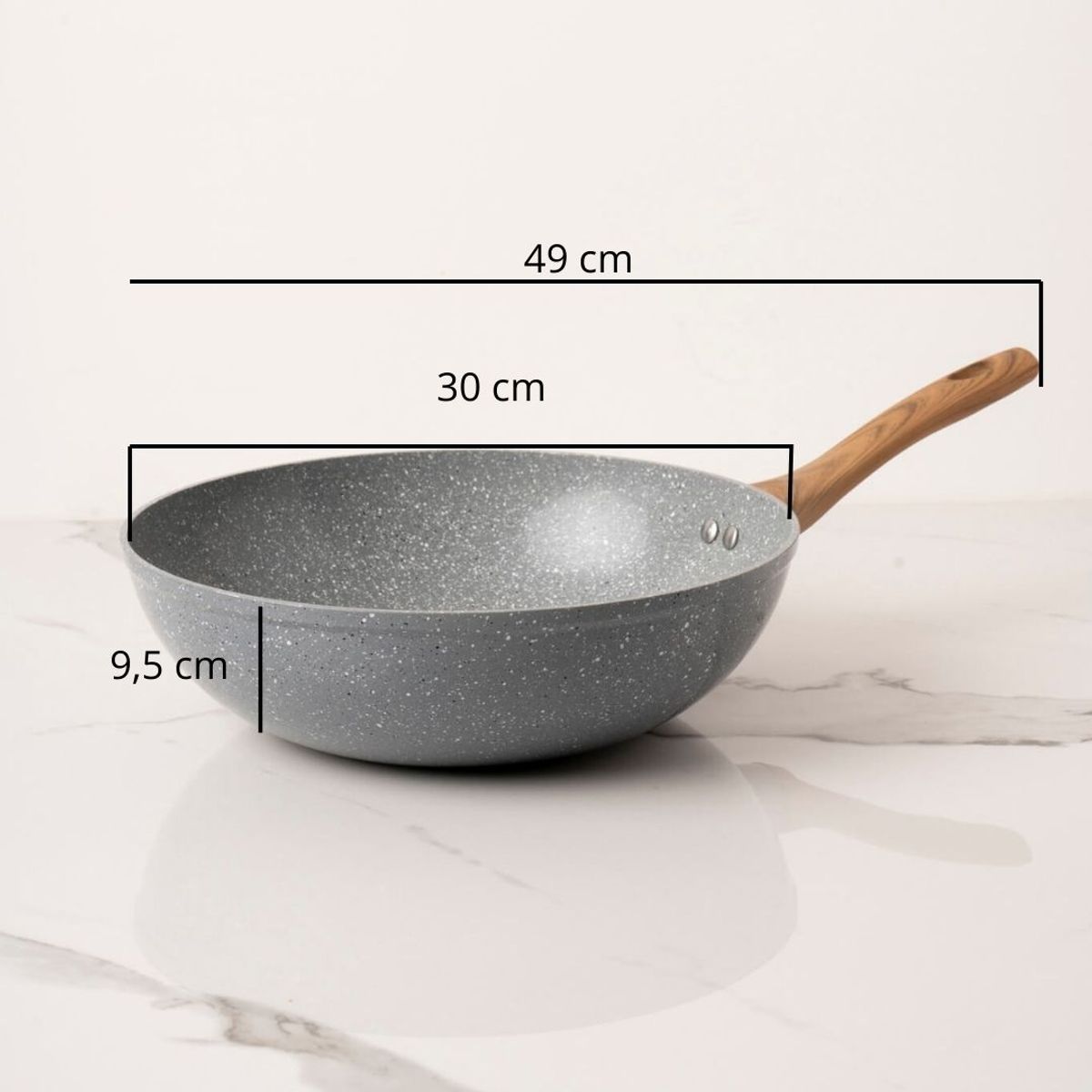 GENERICO - Wok 30 cm antiadherente de ceramica Linea Marmolada