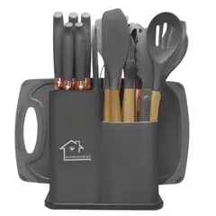 GENERICO - Set 19 Juegos Utensilios De Cocina De Silicona Con Soporte