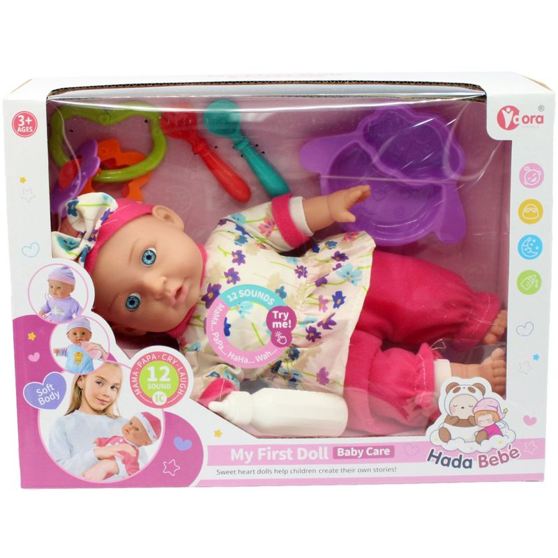 GENERICO - Muñeca Bebé 35cms Con 12 Sonidos Y Accesorios - SC