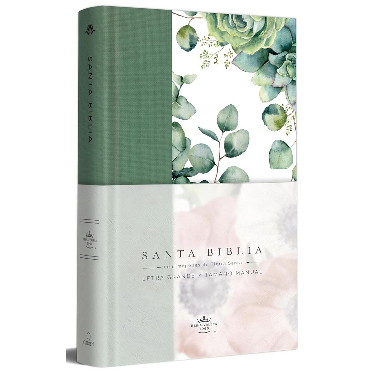 ORIGEN - Biblia RVR 1960 letra grande Tapa dura flores verde