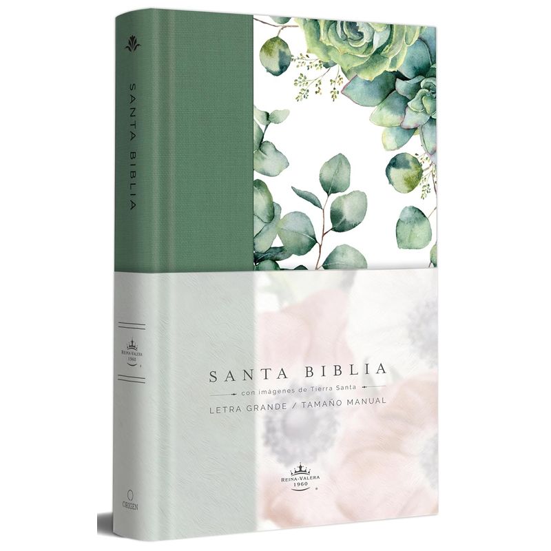 ORIGEN - Biblia RVR 1960 letra grande Tapa dura flores verde