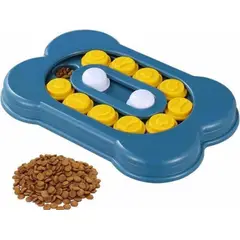 GENERICO - Plato Puzle Interactivo Para Perros Y Gatos Mascotas Azul