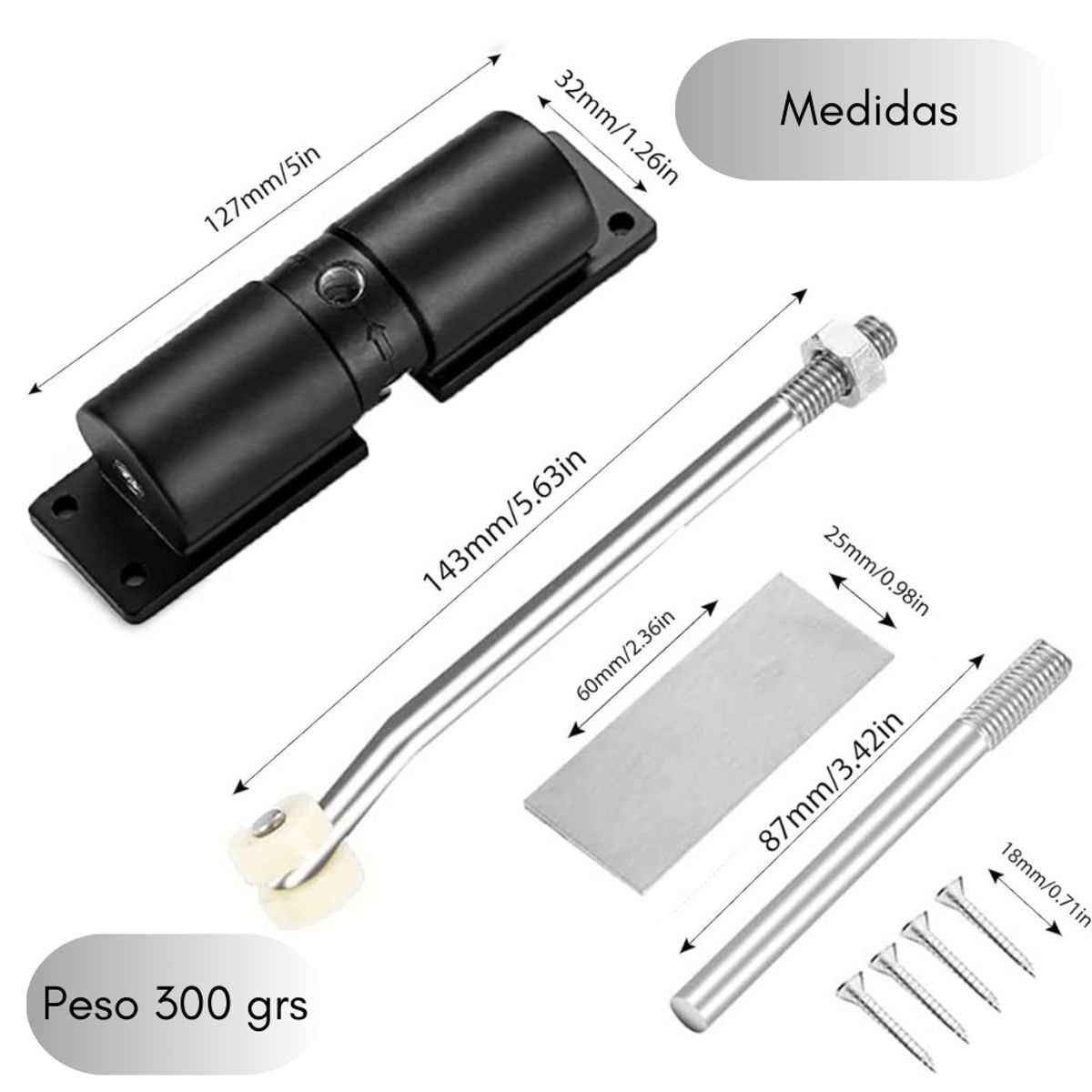 GENERICO - Cierre Automático De Puertas Acero Inoxidable Con Resorte