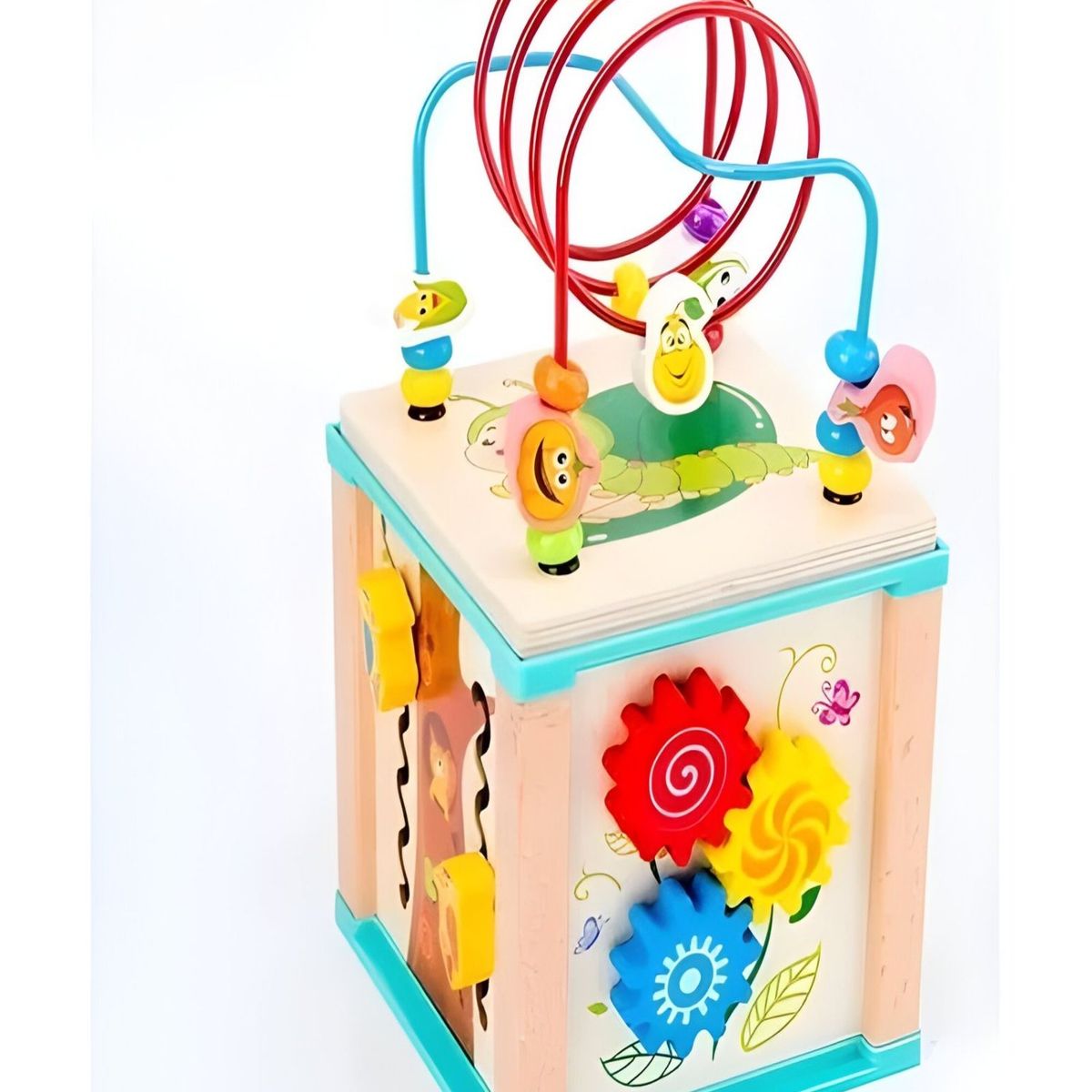 GENERICO - Cubo Madera Montessori Laberinto Didáctico Bebés