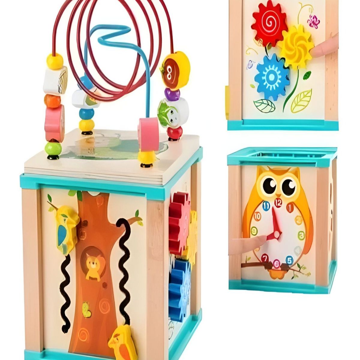 GENERICO - Cubo Madera Montessori Laberinto Didáctico Bebés