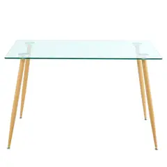 PANDALINO - Mesa Rectangular Vitreo 130x80 - Vidrio Templado - Diseño Nórdico -