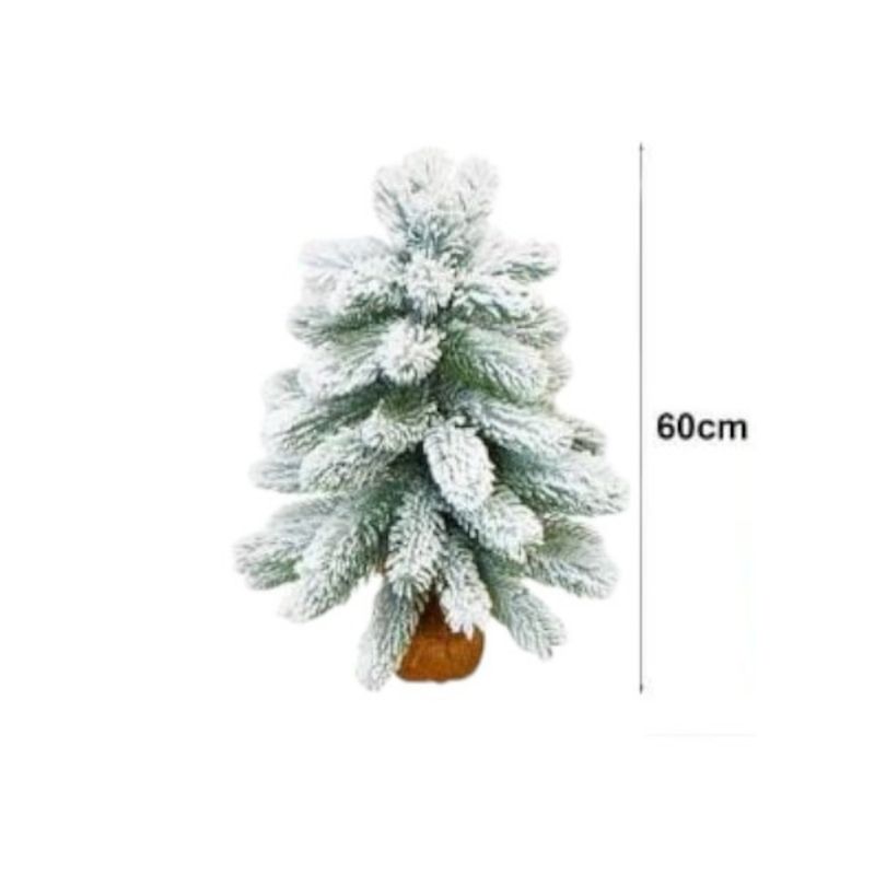 OEM - ARBOL DE NAVIDAD NEVADO MESA NAVIDEÑO TERCIPELO 60 CM