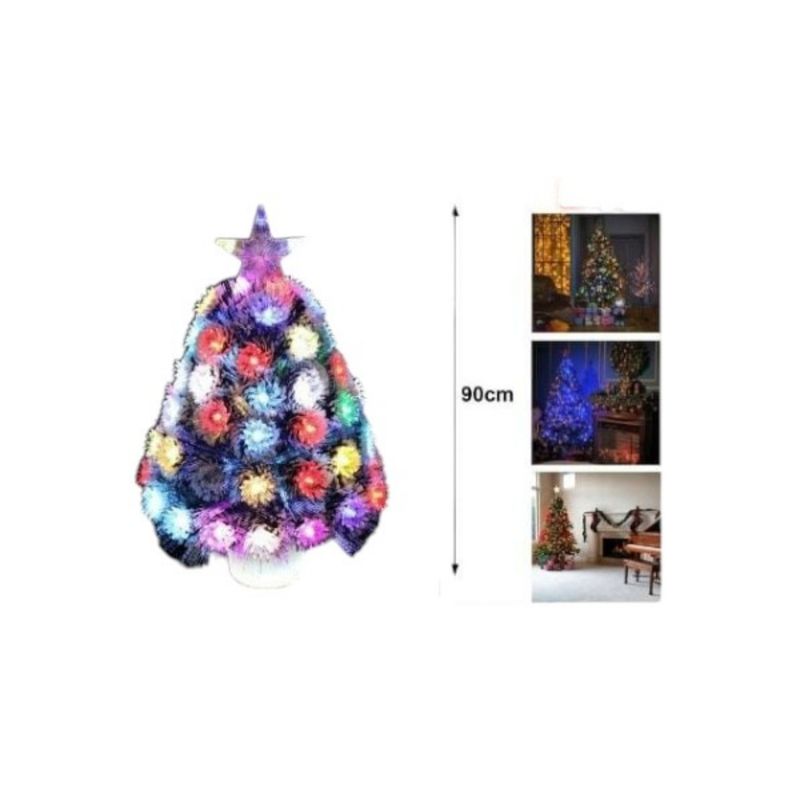 OEM - ARBOL DE NAVIDAD MESA NAVIDEÑO CON ESTRELLA LUCES 90 CM