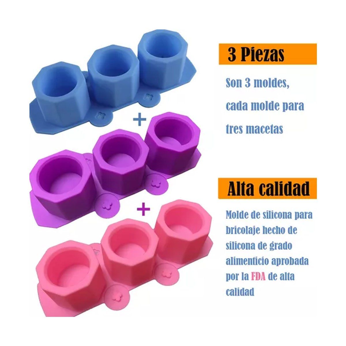 EDWINAYY - Noa 6 Molde Silicona Maceteros Yeso Cemento Suculentas Vela