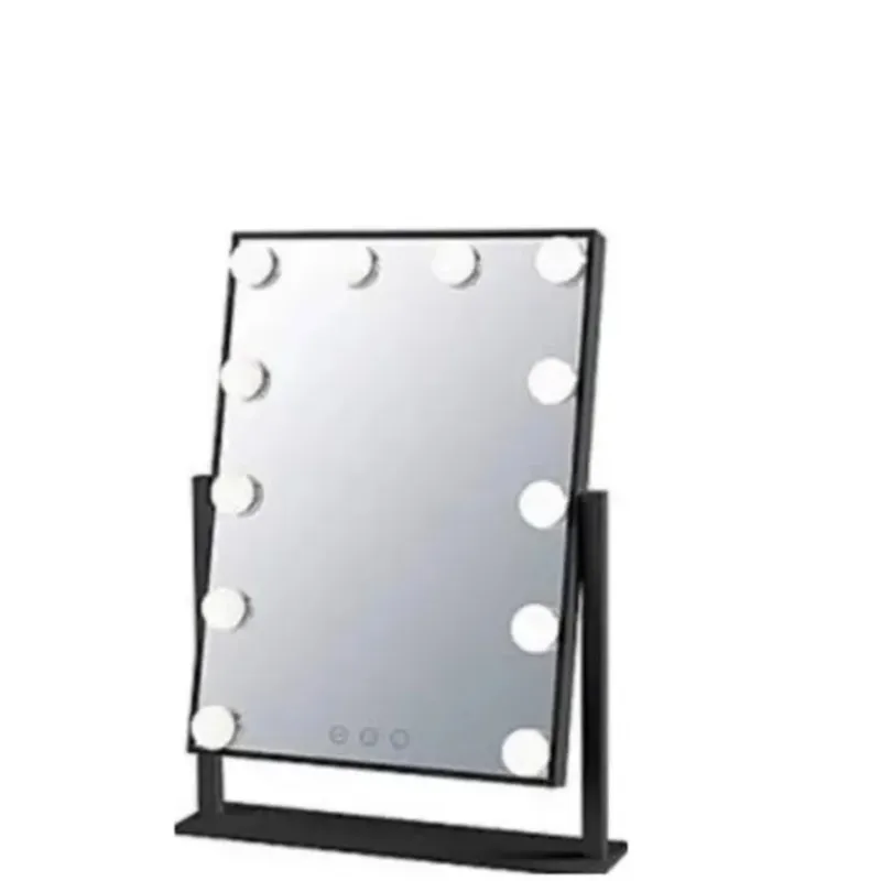 GENERICO - Espejo De Tocador Maquillaje 12 Bombillas Led Tactil color NEGRO