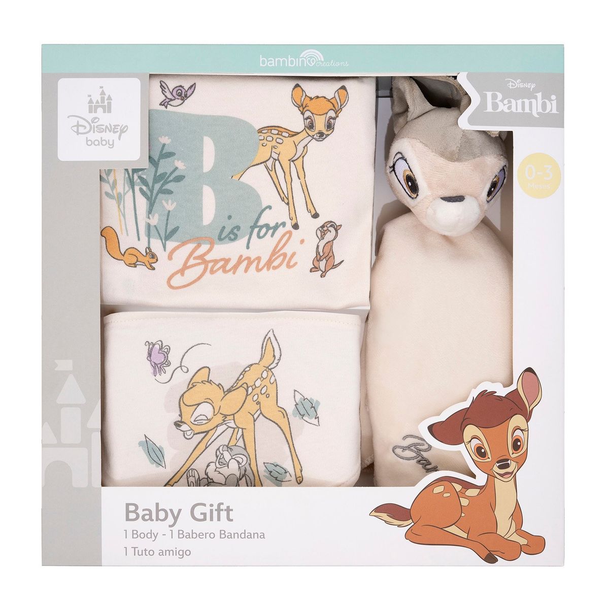 BAMBINO - Set 3 Piezas Baby Gift Beige Bambi Unisex 0 - 3 Meses