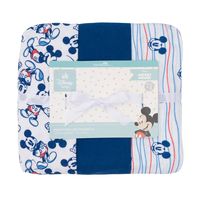 Set 3 Mantita Franela Azul Mickey Lineas Niño