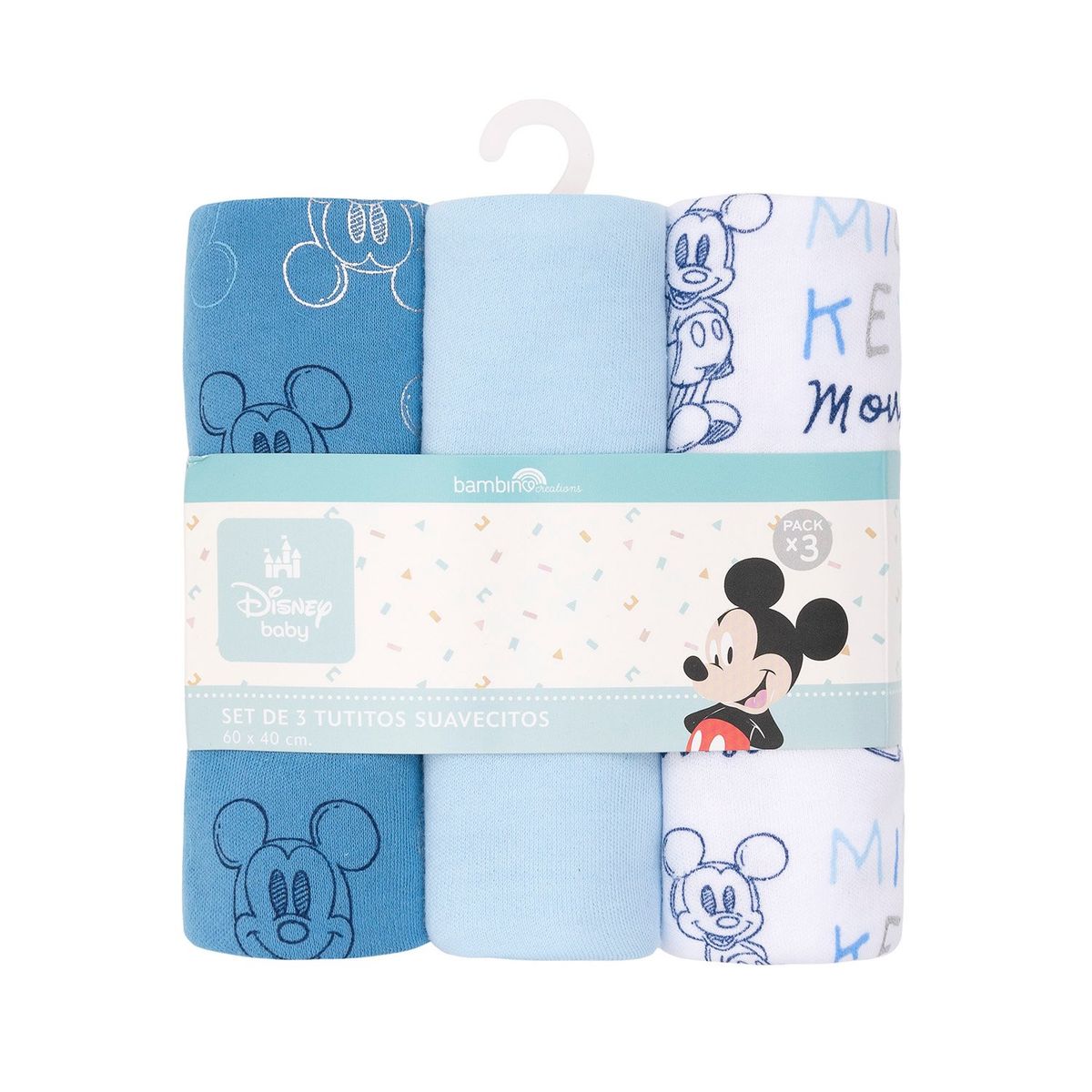 BAMBINO - Set 3 Tutitos Suavecitos Azul Carita Mickey Niño