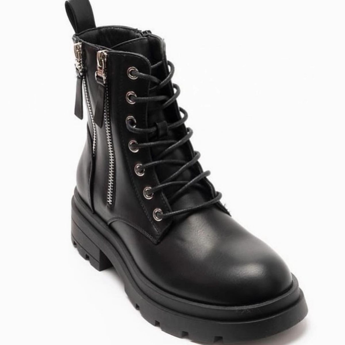 HERIEL - Botín Combat Negro para Mujer 22-20