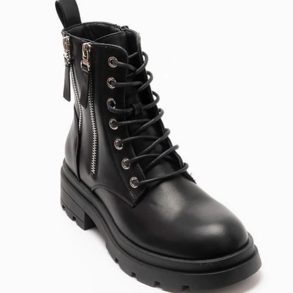 HERIEL - Botín Combat Negro para Mujer 22-20