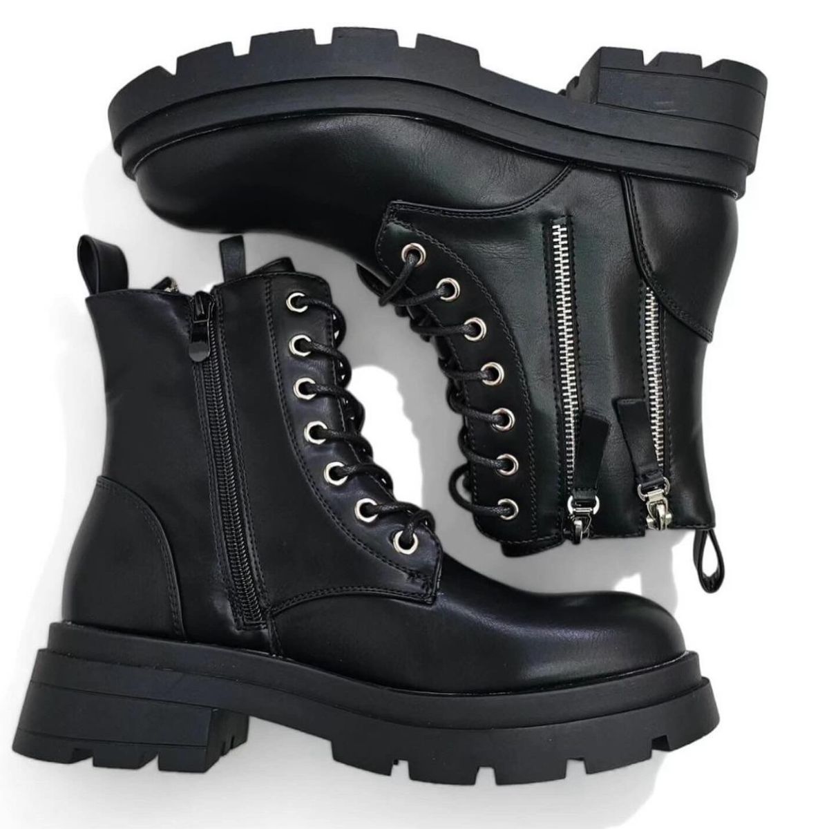 HERIEL - Botín Combat Negro para Mujer 22-20