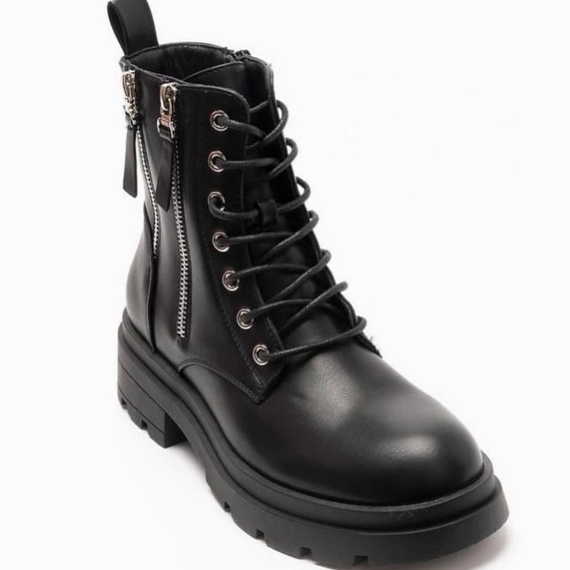 HERIEL - Botín Combat Negro para Mujer