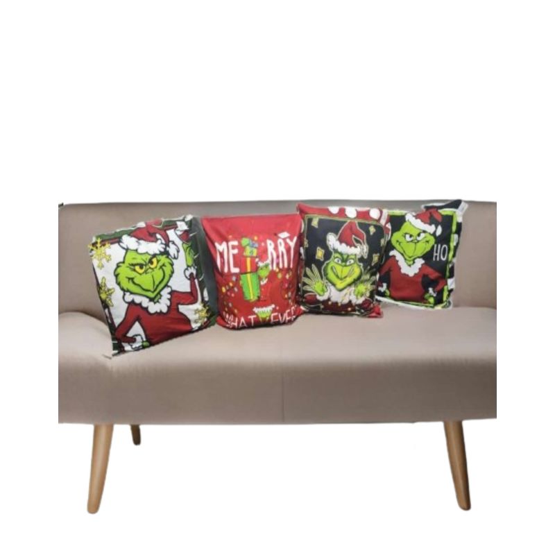 GENERICO - Set 4 Fundas Cojín Navidad 40x40cm Surtidas Grinch