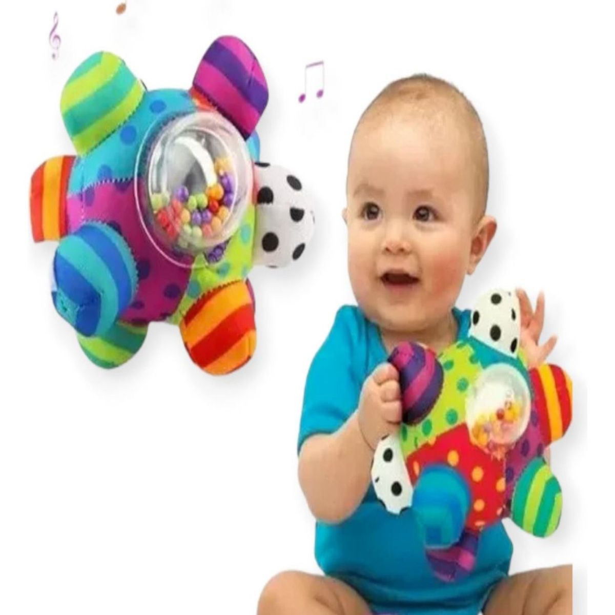GENERICO - Pelota Sensorial y Sonajero Estimulación Bebés